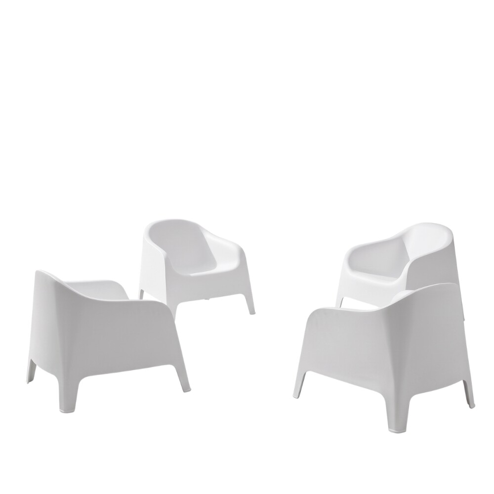 Sillón De Jardín Set X4 Skarpo Apilable + Mesa Master Blanco