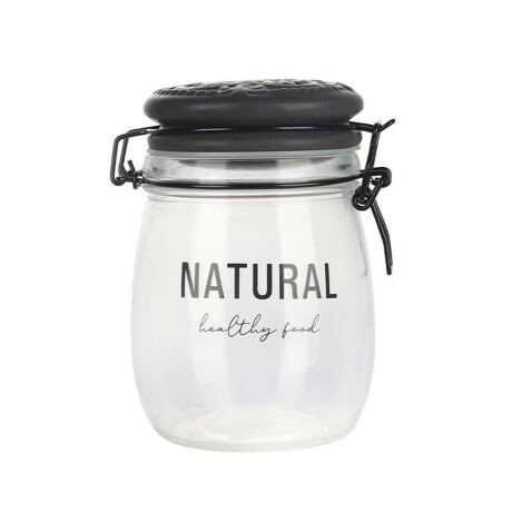 Frasco Recipiente Natural 750Ml en Vidrio y Tapa Cerámica Negro
