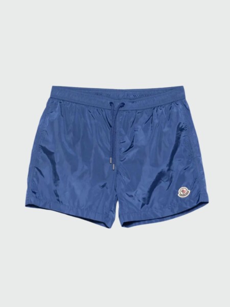 MONCLER - SHORT DE BAÑO CON CORDÓN Y PARCHE CON LOGO Azul