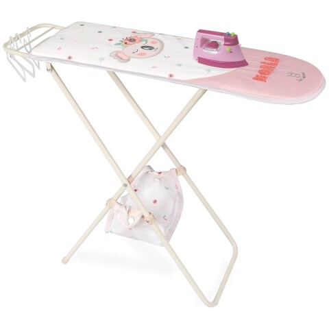 De Cuevas Juguete Set Plancha Ropa + Tabla Plegable Perchas Variante Color Blanco Rosa