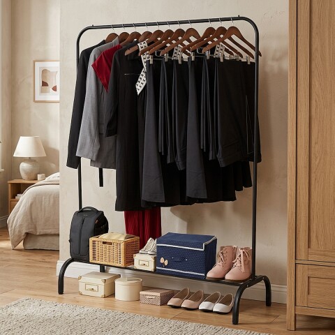 Perchero Para Ropa Percha Metal Organizador Estante Placard Imback Color Negro Perchero Para Ropa Percha Metal Organizador Estante Placard Imback Color Negro