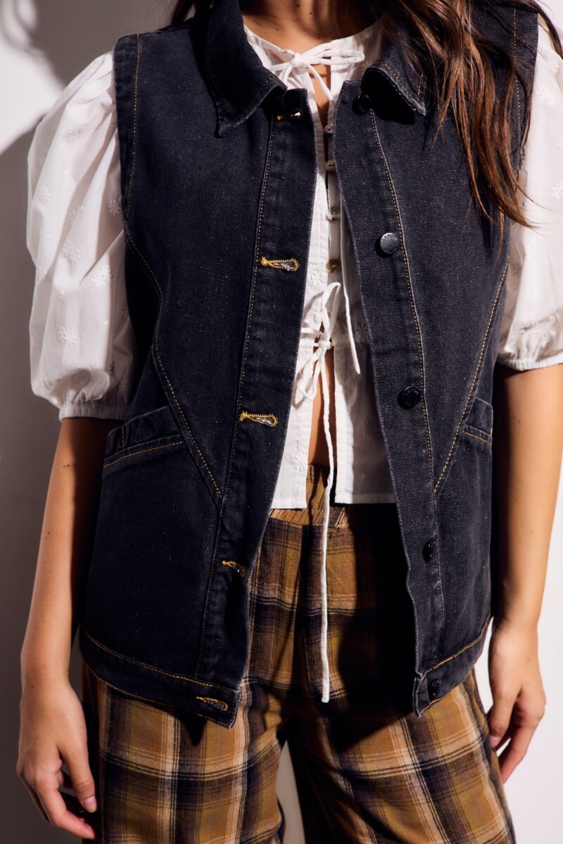 Chaleco Denim Jean Gris