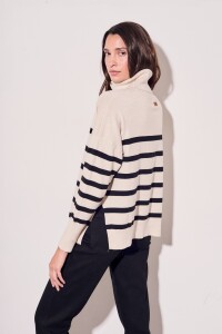 Polera Rayada Beige Melange