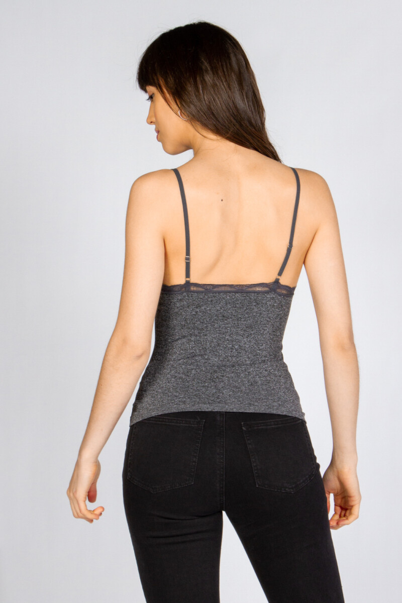MUSCULOSA SEAMLESS LACE Gris Melange