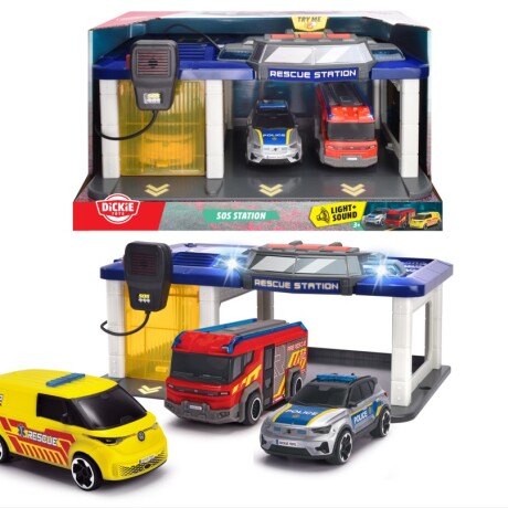 Estación Rescate Dickie Toys Luces Sonidos y 3 Vehículos 001