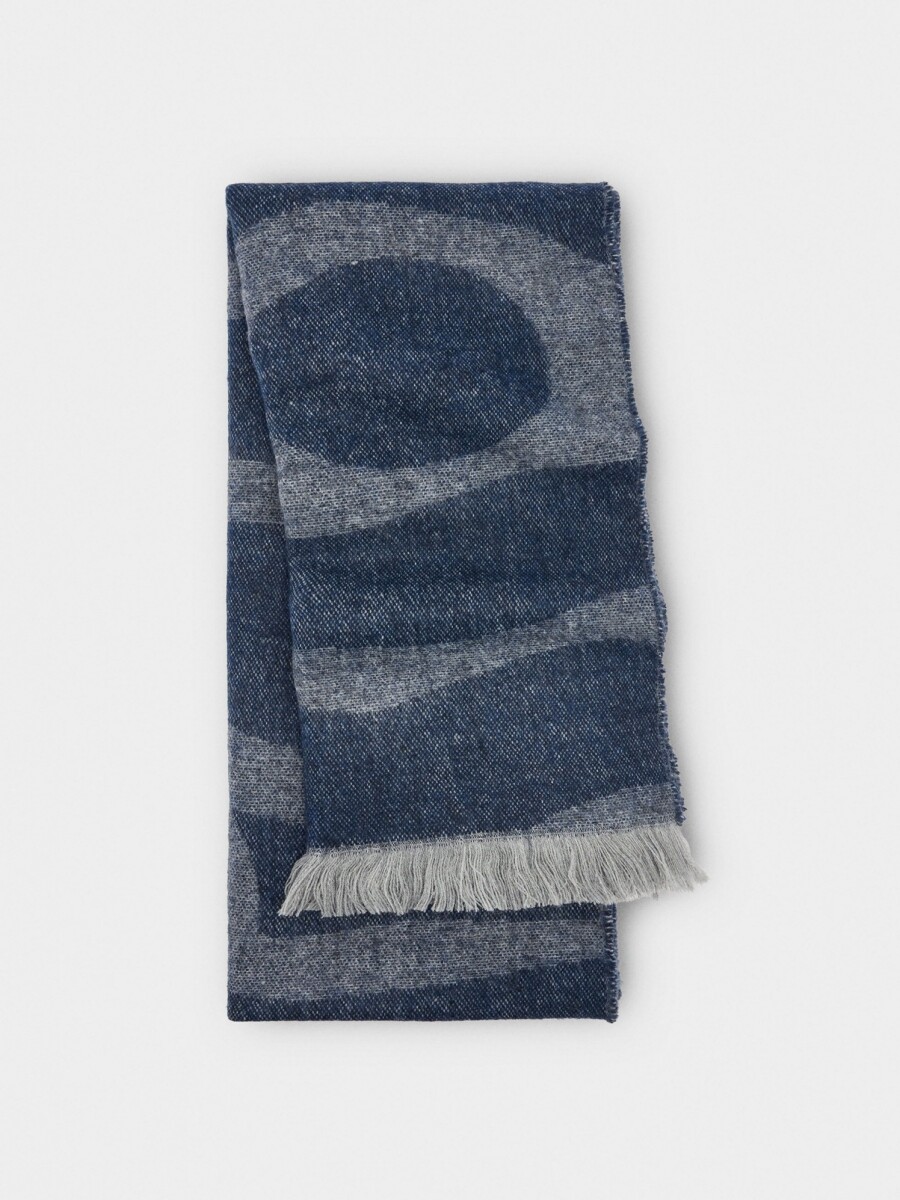 Bufanda De Jacquard Con Flecos azul