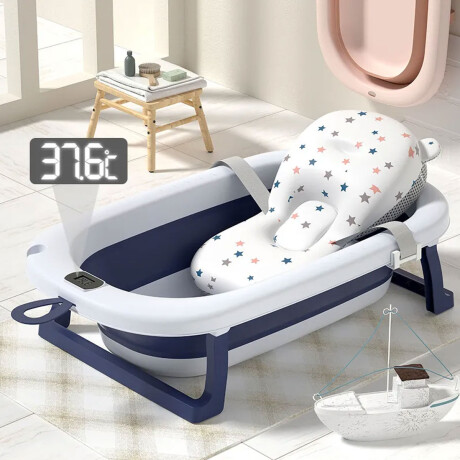 Set x 3 Bañito Bebé Plegable Control De Temperatura Celeste