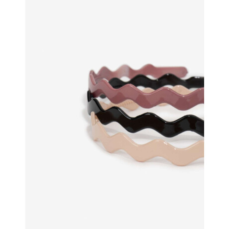 Set De 3 Vinchas Rigidas Wavy. Combinacion tricolor