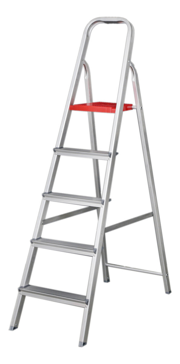 Escalera De Aluminio Tijera 5 Escalones Plegable - Gris 