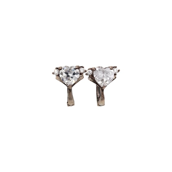 Caravanas Corazón-Plata 925-Piedra Zirconia-CA3144 Conpiedra