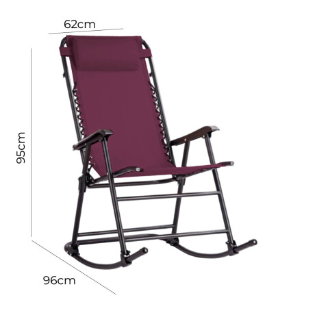 Silla Reposera Mecedora Plegable Con Almohadilla Rojo