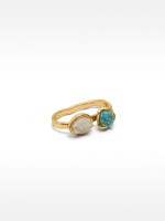 Anillo Doble Con Detalles De Resina azul