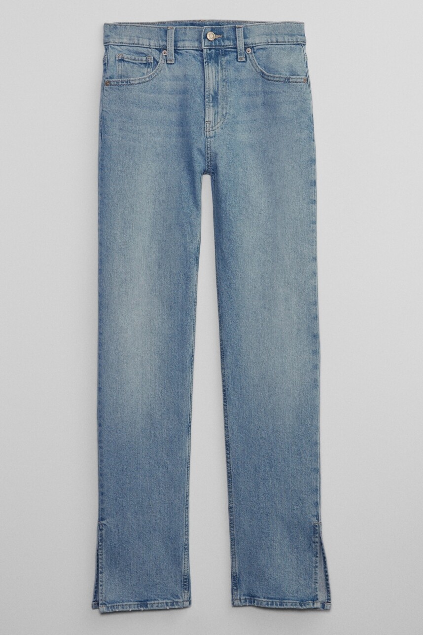 Jean Straight Tiro Alto Mujer Light Wash