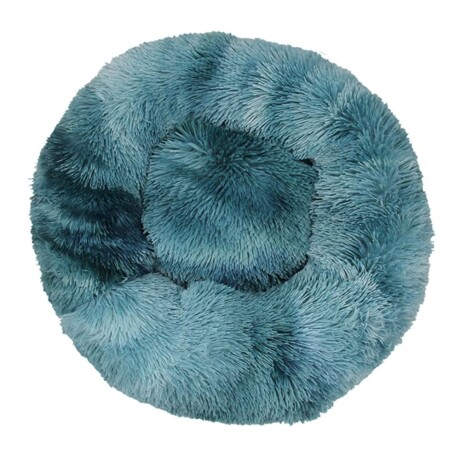 Cama Cucha Puff Redondo 80cm De Felpa P/ Mascotas Perro Gato Azul