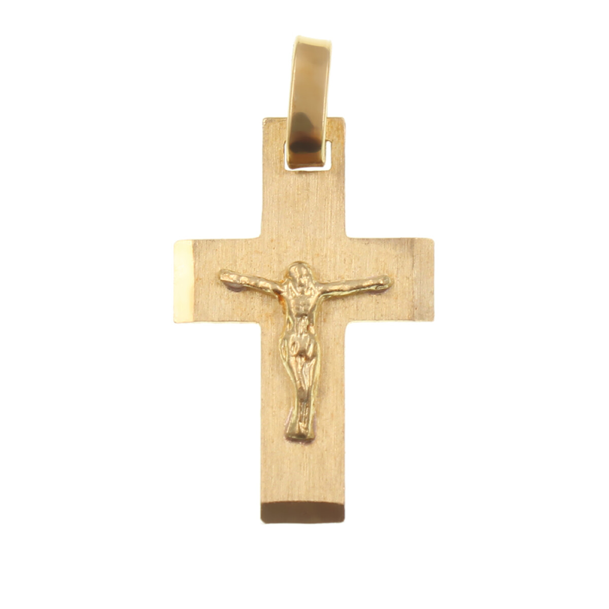 Cruz chata con Cristo de oro amarillo 18k 