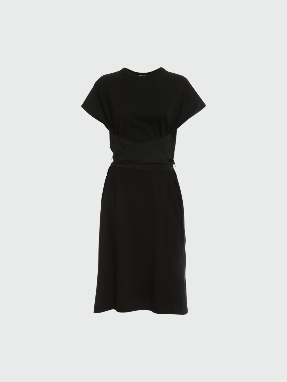 Moncler -Vestido de algodón con cinturilla Negro