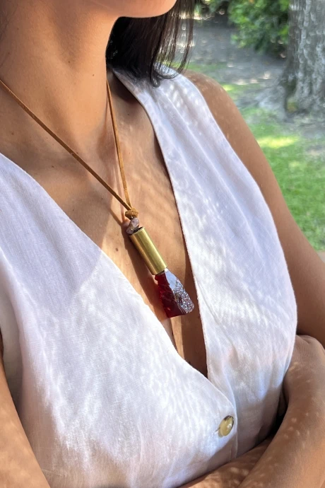 Raw Stone Necklace rojo n/a