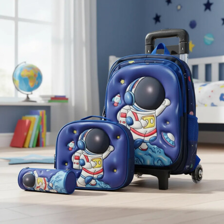 Set Escolar Mochila 3 Pzas + Soporte Regulable de Aluminio Azul