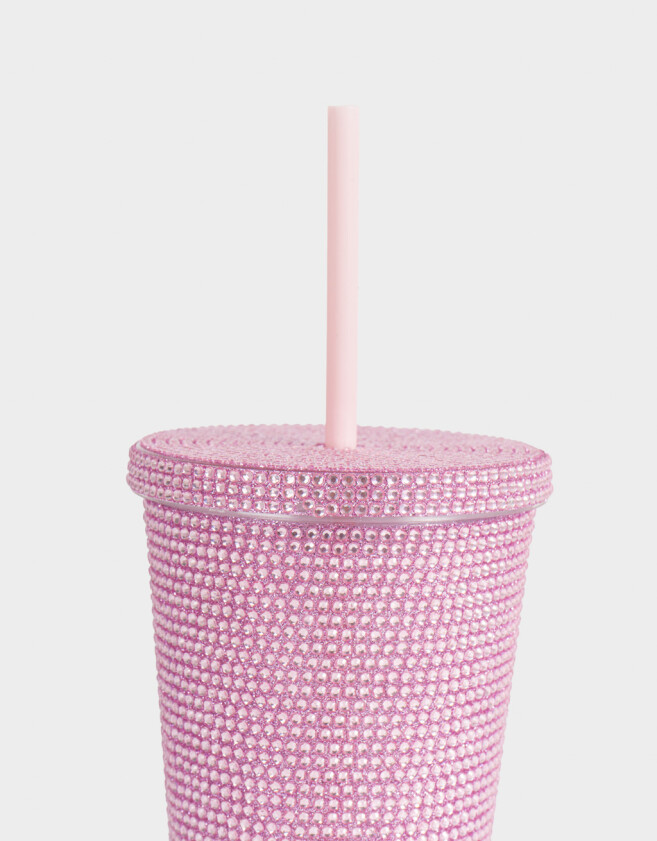 Accesorios Cocina Strass Vaso Con Strass - Rosa Metalizado