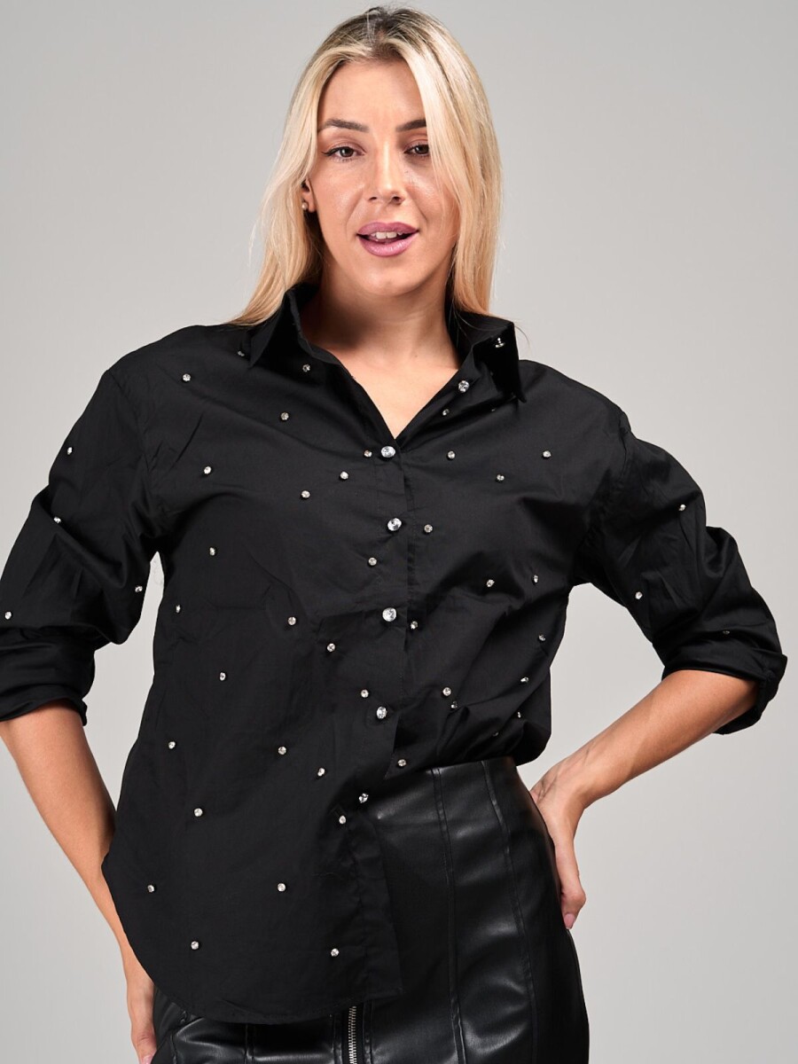 Camisa de dama lisa m/l slowly - Black C/br 