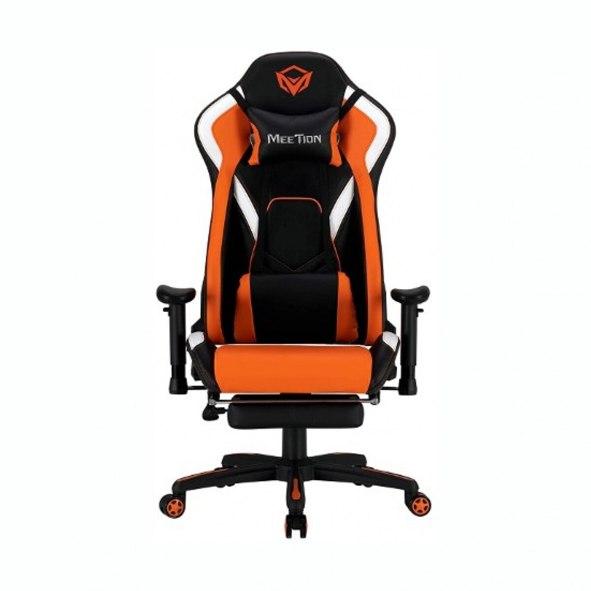 Silla Gamer MEETION MT-CHR22 Con Apoya Pies Cuero - Black Orange 