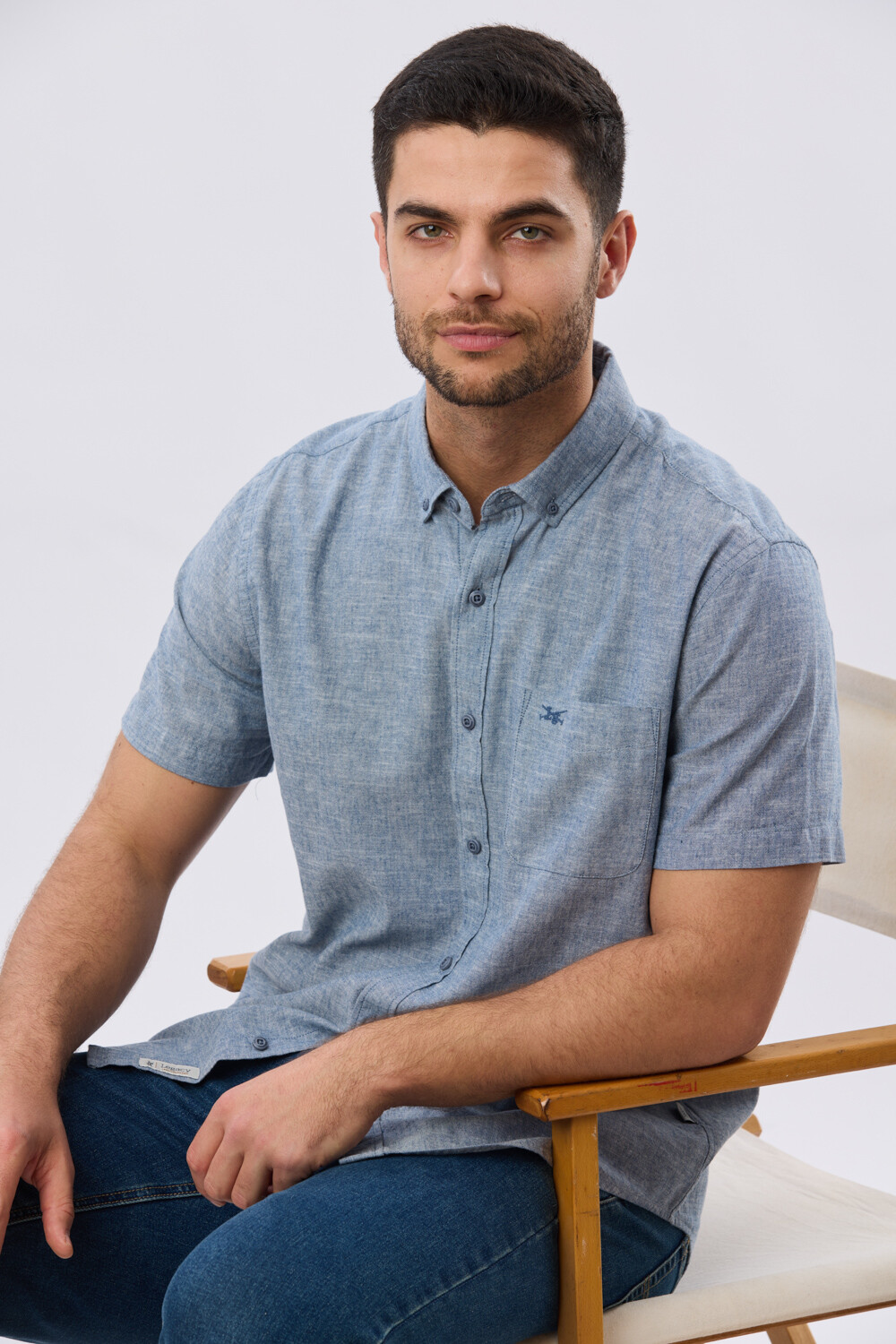 CAMISA LISA DE LINO Denim