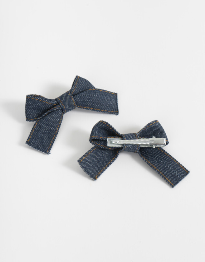 Piquitos De denim Set De Piquitos Moño Denim - Azul Oscuro