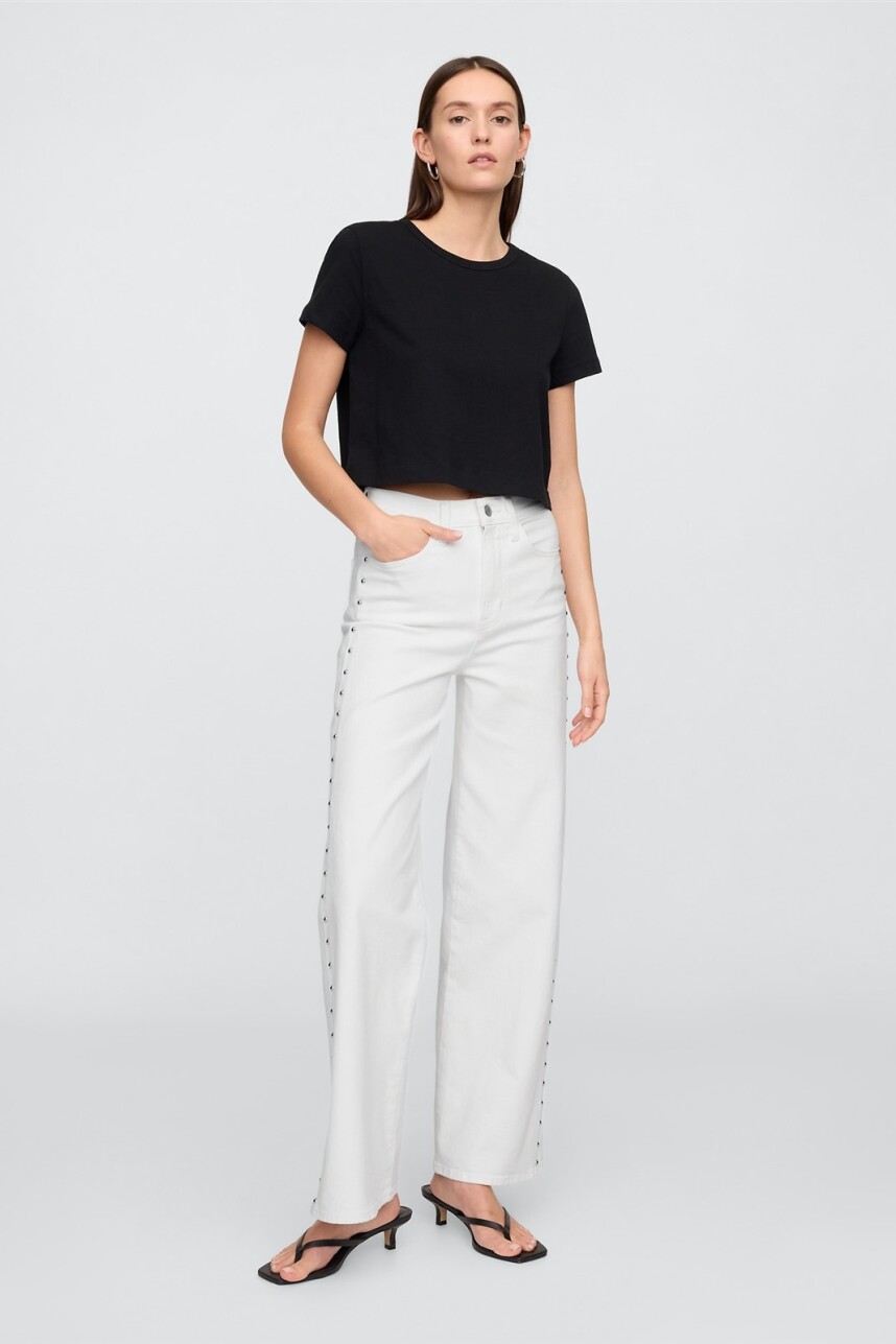 Jean Wide Leg Con Tachas Mujer Bright White