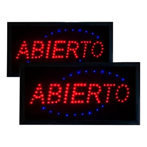 Pack X2 Cartel Led Abierto Super Comercios Kioskos Luminoso Variante DESCENTRADO