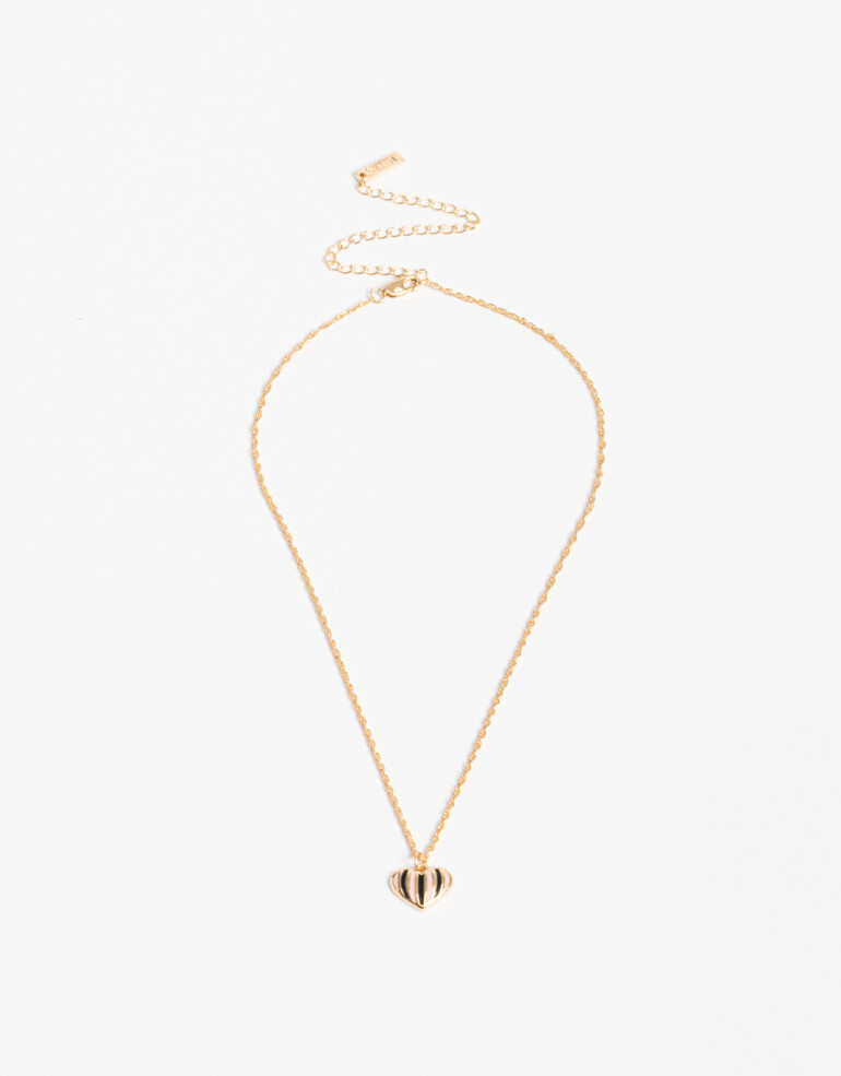 Cadena Corta con Dije Metal Collar Con Dije Corazón Bañado En Oro - Dorado