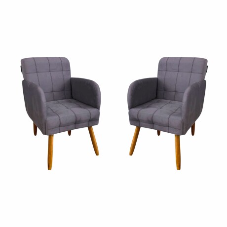 Pack x2 Sillón poltrona 1 cuerpo Lumax Maya nórdico de tela Gris