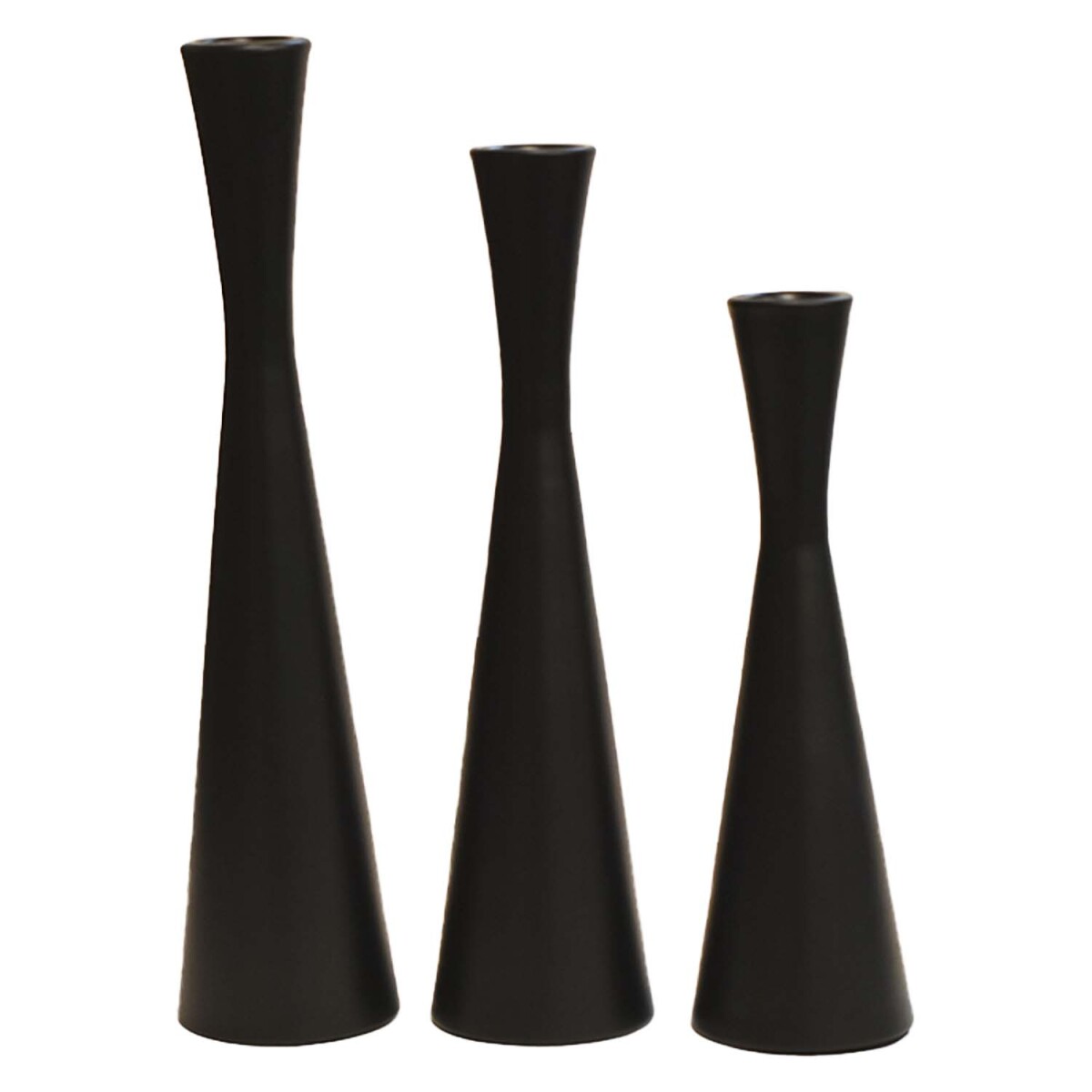 Set X3 Candelabros Metal Portavelas Iluminación Decoración - Negro 