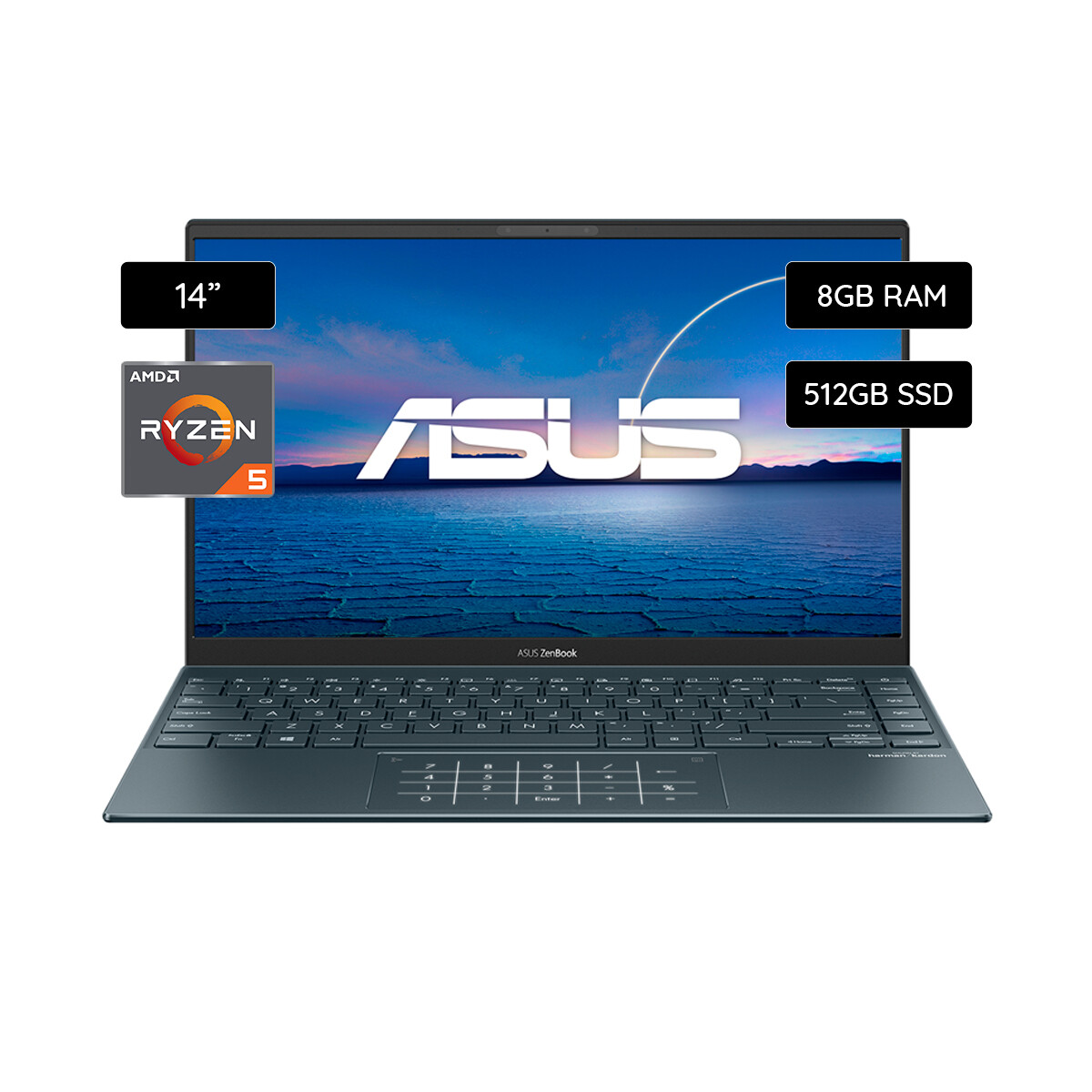 Notebook ASUS Zenbook 14" Ryzen 5 5500U 512GB SSD / 8GB RAM UM425UAZ-KI004W Español - Pine grey 