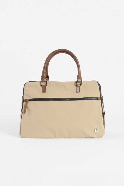 Briefcase para laptop con correa beige