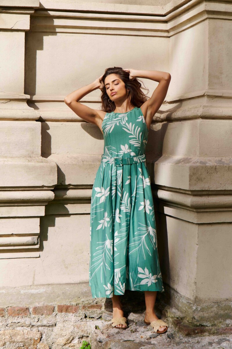 VESTIDO LULANI - ESTAMPADO VERDE Y BLANCO 