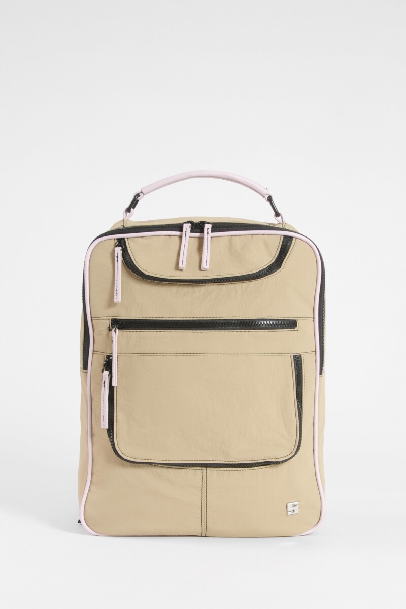 Mochila porta laptop cierres beige