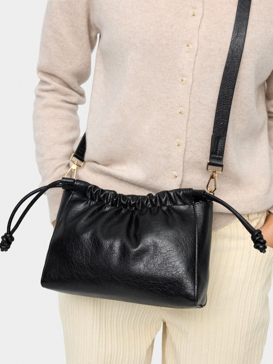 Bolso Bandolera Con Fruncido negro