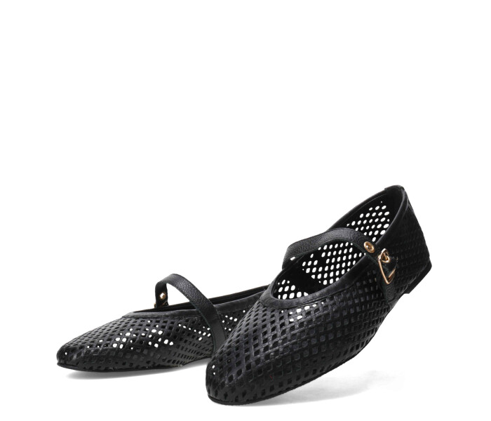 Zapato balerina calado Preto