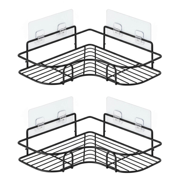 Estante Organizador Esquinero Set de 2 Accesorios Baño Ducha Adhesivo Imback Color Negro Estante Organizador Esquinero Set de 2 Accesorios Baño Ducha Adhesivo Imback Color Negro