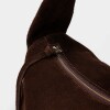 Cartera al hombro Nicky en cuero gamuza Chocolate