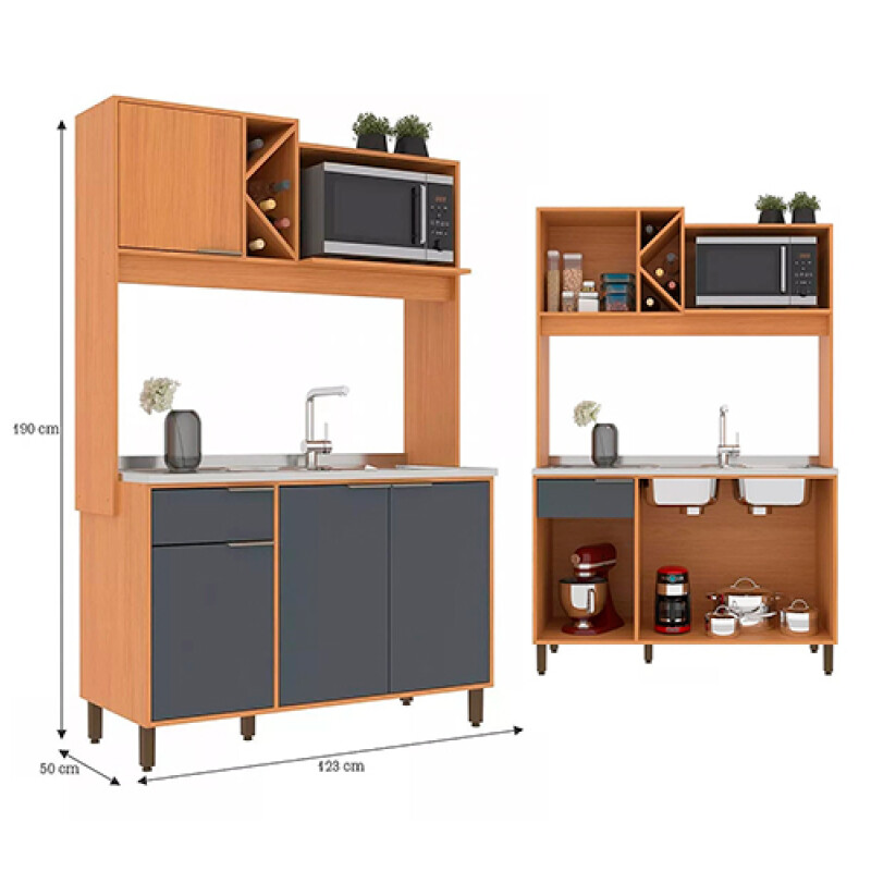 COCINA COMPACTA SSL CH9075- SOFIA- 4Ptas + 1Cajon -Angelin-G Sin color