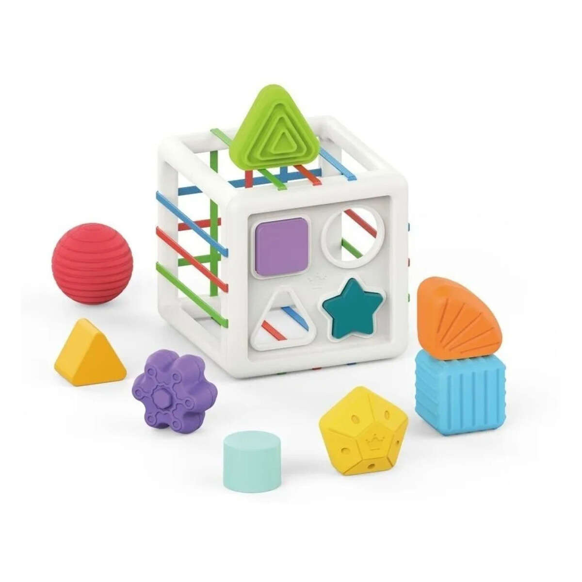 Cubo de Encastre Sensorial Didáctico de Estimulación Huanger - Multicolor 