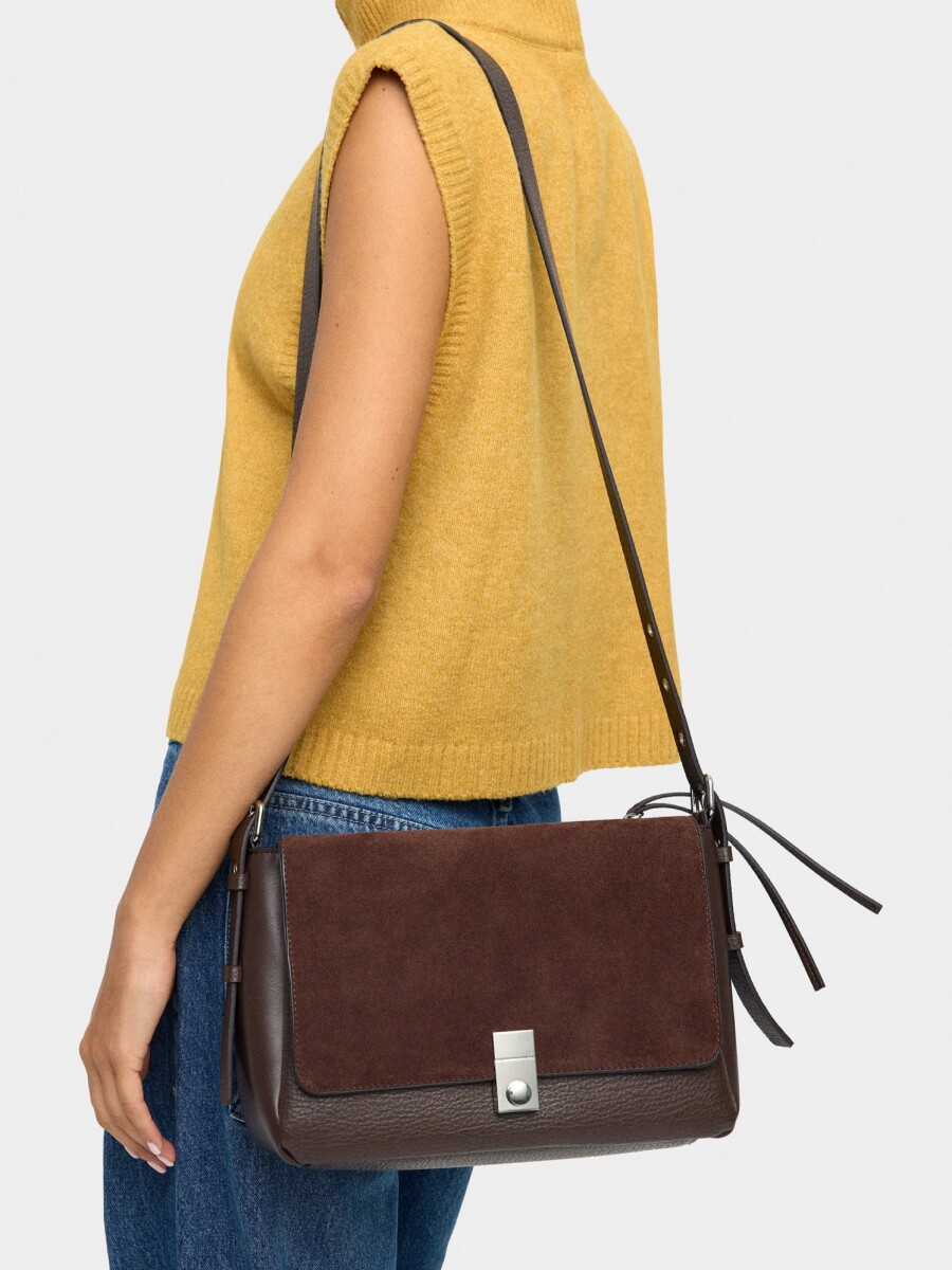 Bolso Bandolera Con Piel marron
