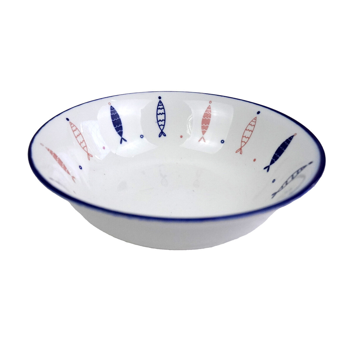 BOWL CERAMICA BLANCA CON DISEÑO BORDE OSCURO 