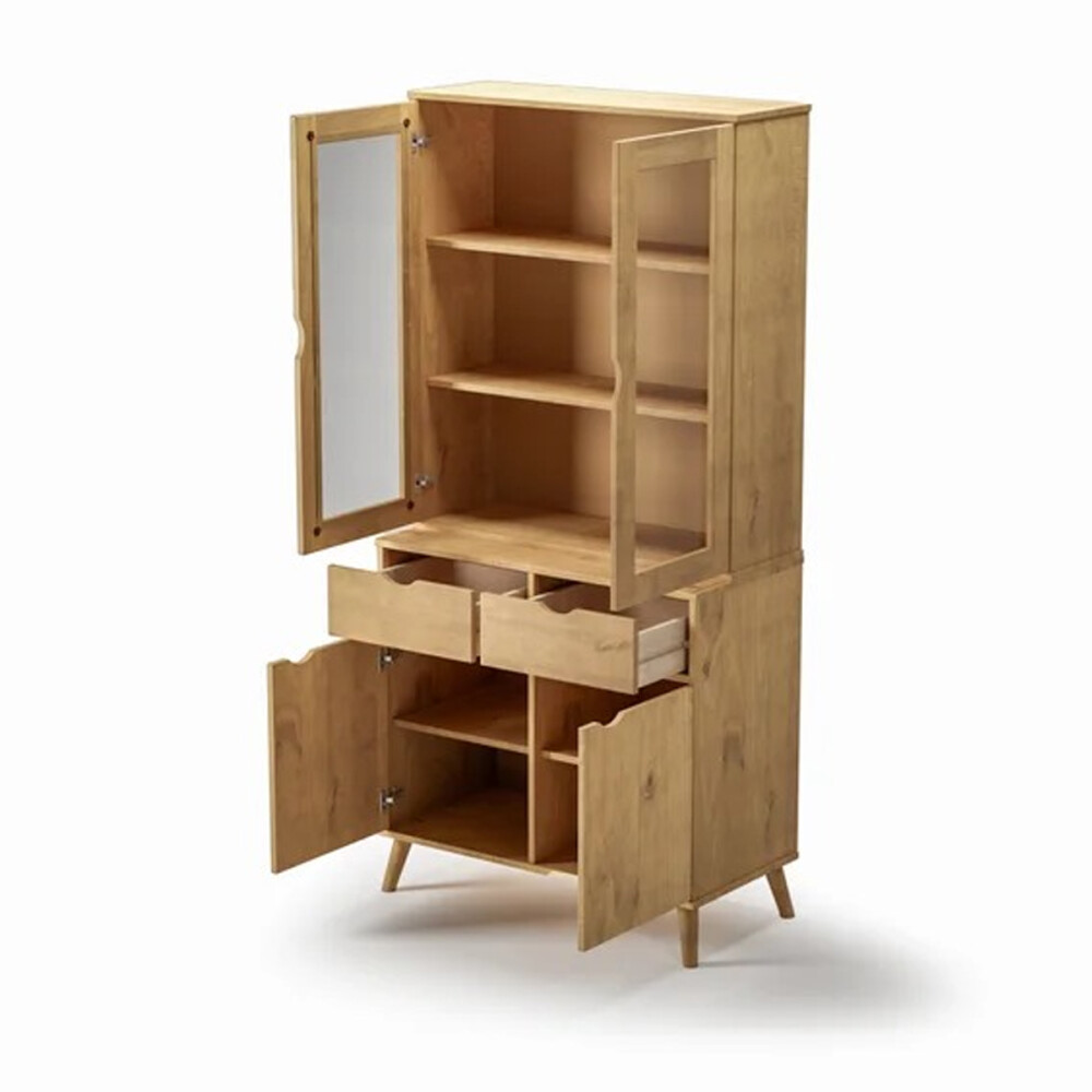 CRISTALERO 4 PUERTAS 2 CAJONES COPERO BOTELLERO ARMARIO ESTANTERÍA EN MADERA MACIZA MADERA