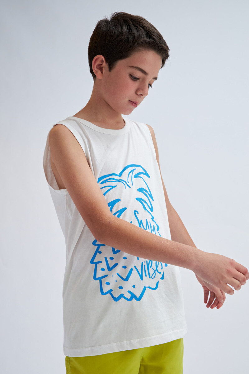 Camiseta sin mangas Summer- Blanco