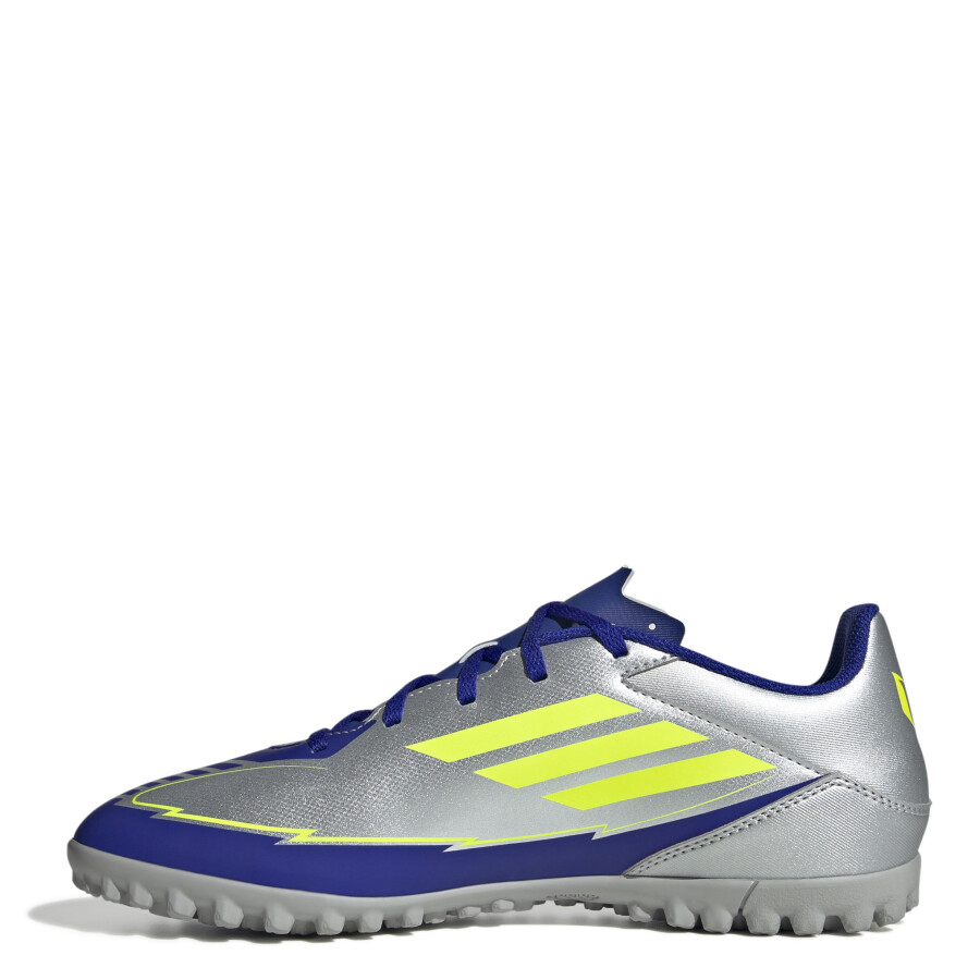 Championes de Fútbol 5 Unisex Adidas F50 Club TF Messi Plateado - Azul - Amarillo
