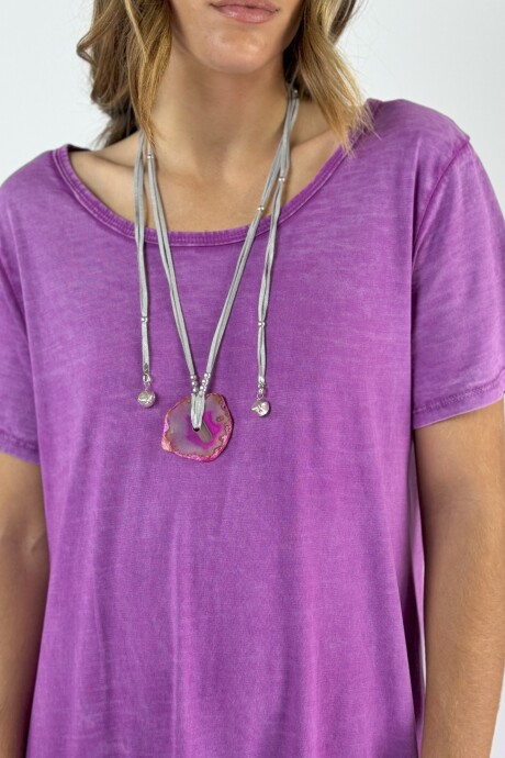 COLLAR ANAHI PLATEADO Fucsia