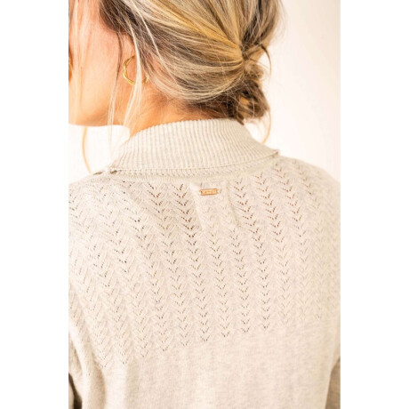 Cardigan C/solapa Algodon Elastano Gris Melange