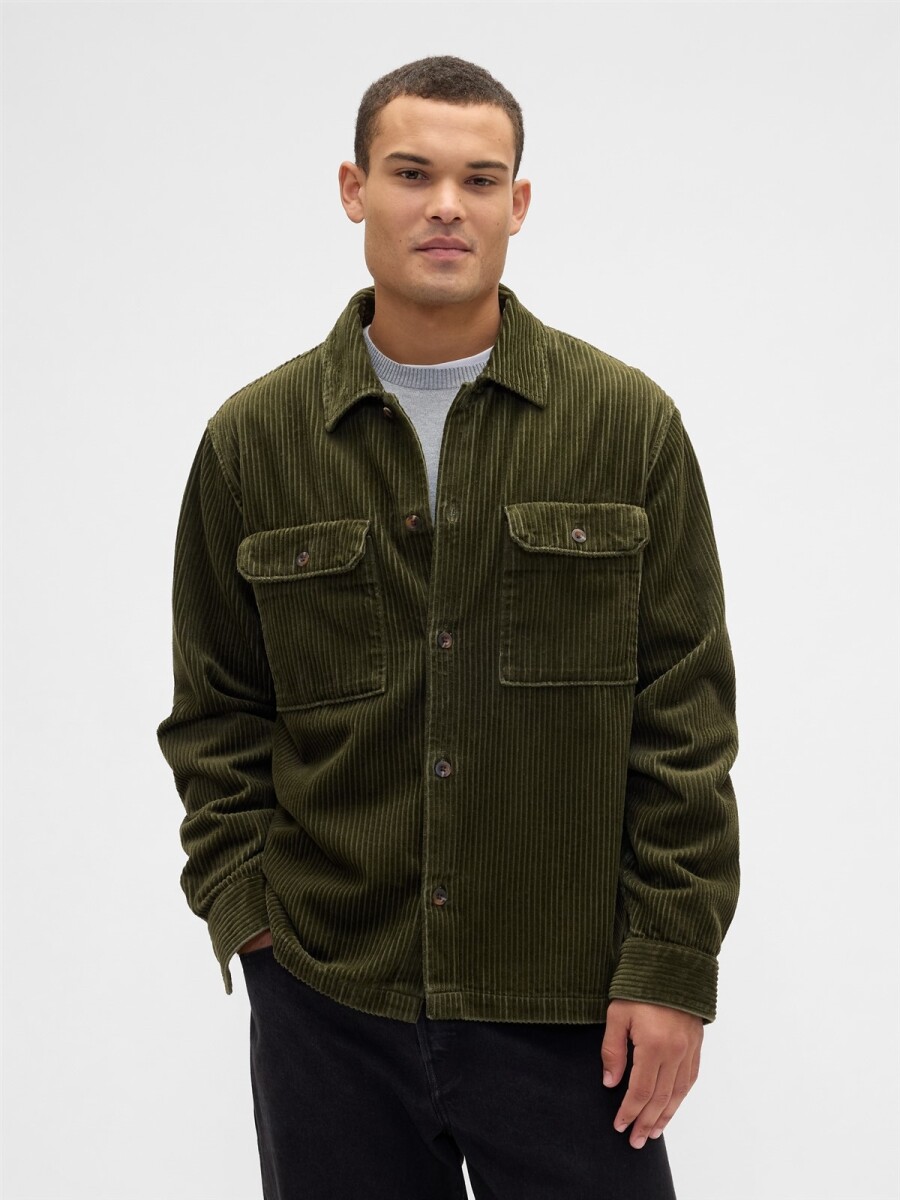 Sobrecamisa De Pana Hombre - Olive Night 19-0515Tcx 